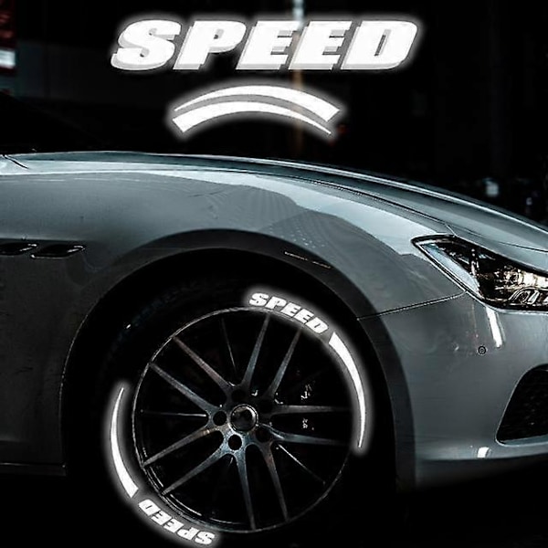 Reflekterende bokstaver til bil, egnet for bil, motorsykkel, dekkdekorasjon, hjulmerker og klistremerker, DIY-form, personlig tilpasning, perfekt SPEED-Blade 8 Sets