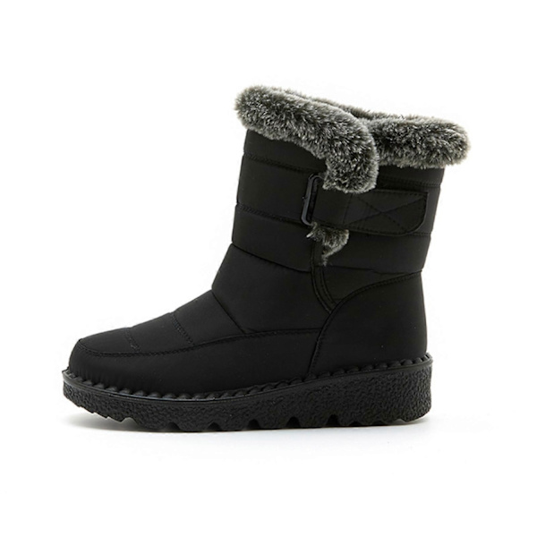 Damklassiska Snöskor Supervarma Pälsfodrade Vattentäta Vinterskor Utomhus Anti-Halk Damskor-Perfekt Black 40