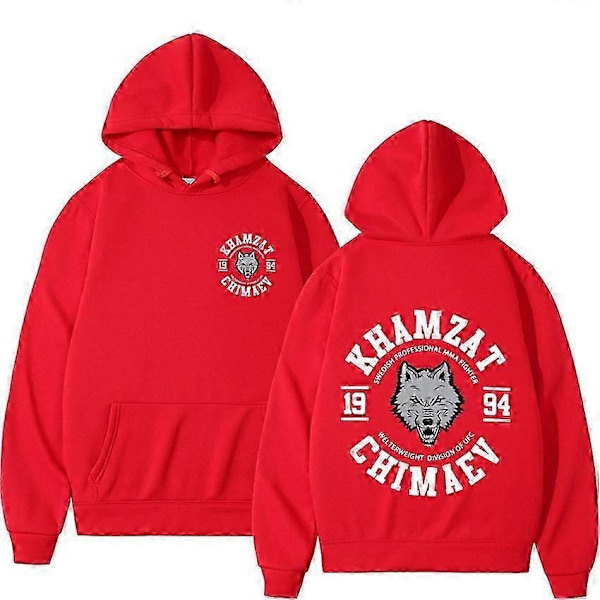 Khamzat Chimaev Fighter Tryckta Hoodies Streetwear Herr Dam Kläder Mode Tröjor Fleece Långärmade Pullovrar Hoodie Y2K-Perfekt Red M
