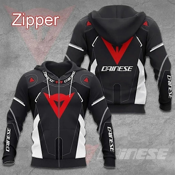 2024 Herrarnas Racing 3D-Tryckt Motorcykeldesign Trendig Stil Hoodies och Dragkedja Tröjor - Perfekt Zipper1 XL