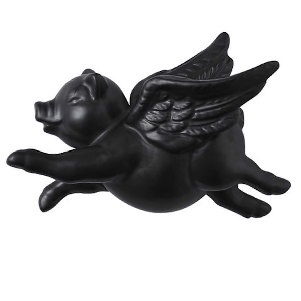 Luova Lentävä Sika Seinälle Asennettava Koriste 3D Söpö Keraaminen Sika Ripustuskoriste - Täydellinen Black-1pcs Type B