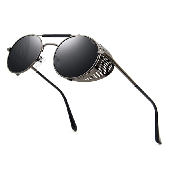 Runde Vintage Polariserte Solbriller Steampunk Stil Eyew - Perfet