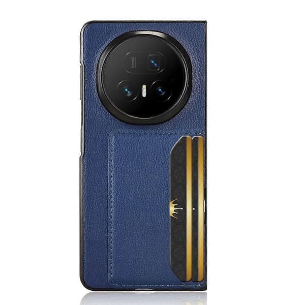 Kompatibel med Honor Magic V5 5G Deksel Kortholder Litchi Tekstur Lær + PC Telefondeksel - Perfekt Blue