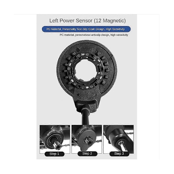 Elektrisk sykkel magnetisk kraftsensor PAS pedalassistanse sensor F-12L 12 magneter doble Hall-sensorer Conn-Perfet