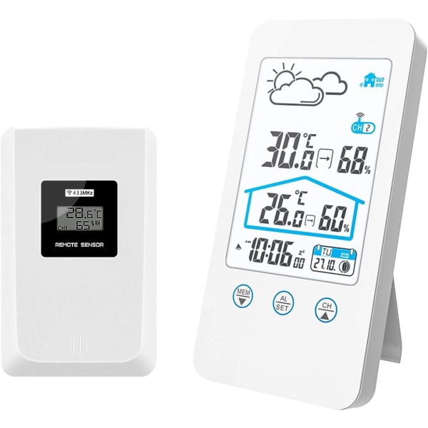 Trådløs vejrstation, Trådløst digitalt indendørs termometer til indendørs brug - Perfet