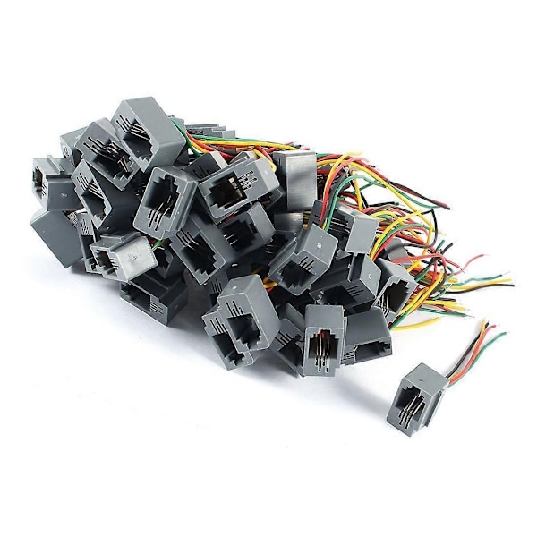 50 stk. 616E 4P4C RJ9 Hunn Telefonkontakt Adapter m/ 4 Ledninger 8cm-Perfekt