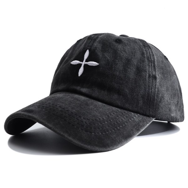 New Vintage Cross Brodered Black Cap (Sort) - Perfet