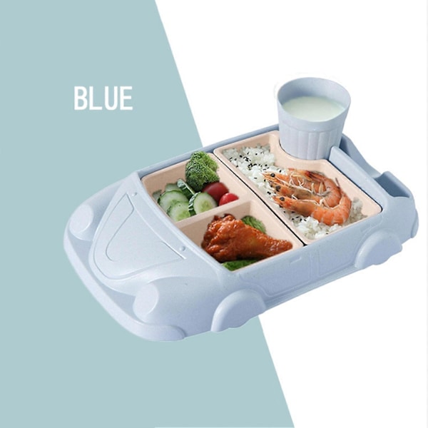 1 Sett Middagstallerken Tegneseriedesign Rom Inndelt Matkontaktkvalitet Avtakbar Grønnsaksrett Fruktdessert Spisebrett Daglig Bruk-Perfekt Blue