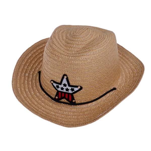 Lapset pojat tytöt cowboy kesä hengittävä hattu olki aurinkohattu chil - Perfet Khaki