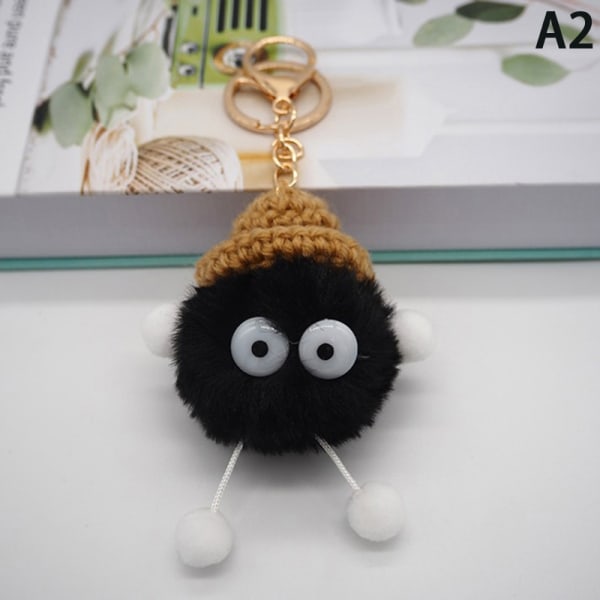 Anime Totoro plysj nøkkelring Llaveros Mujer Pels Ball Pompom - Perfet black