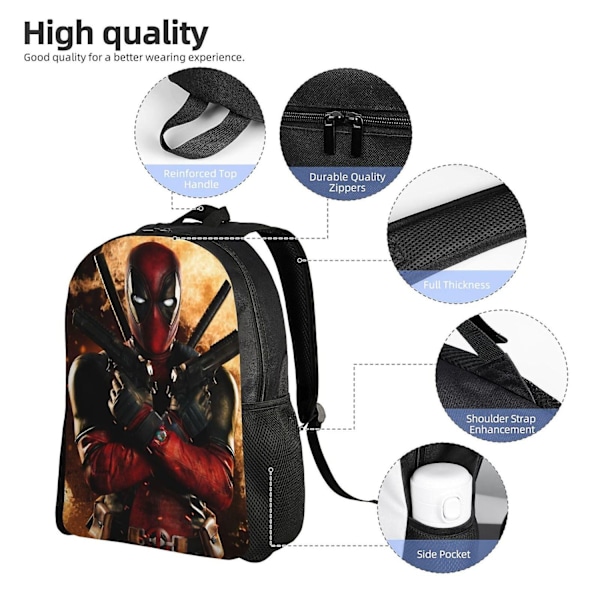 Deadpool Ryggsäck för Barn Skolryggsäck Grundskoleväska Passar för Tonårspojkar - Perfekt
