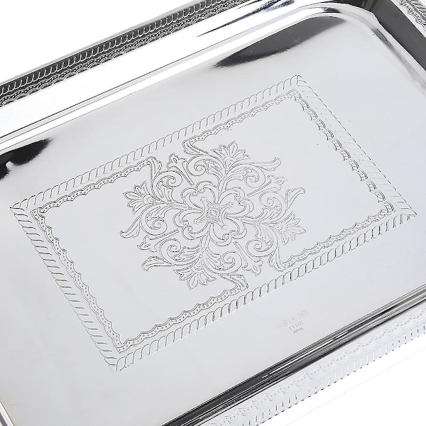 Nordisk Serveringsbrett i Rustfritt Stål med Håndtak Elegant Rektangulært Kaffebar Mat Holder Dessert Display Plate Dekor-Perfekt Gold M