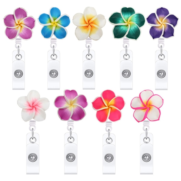 Flower Shape Badge Reel Clip Infällbar ID-kort Badge Hållare N - Perfet A5