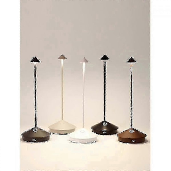 Zafferano Pina Pro - Dimbar LED-bordlampa i aluminium, IP54-skydd, inomhus/utomhusbruk, laddningsbas med stickkontakt, H29 cm, EU-kontakt - Corten-wellngsaaaas