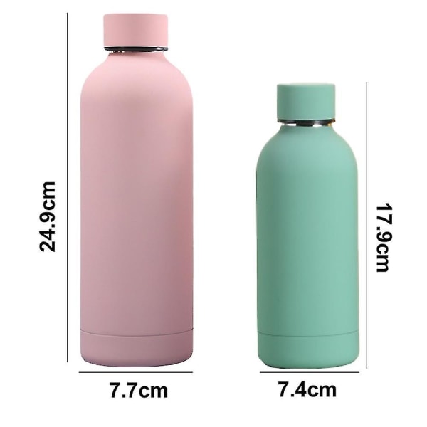 2-pakkainen vesipullo ruostumatonta terästä - Termospullo - Urheilupullo metallia - Perfet Green*Pink