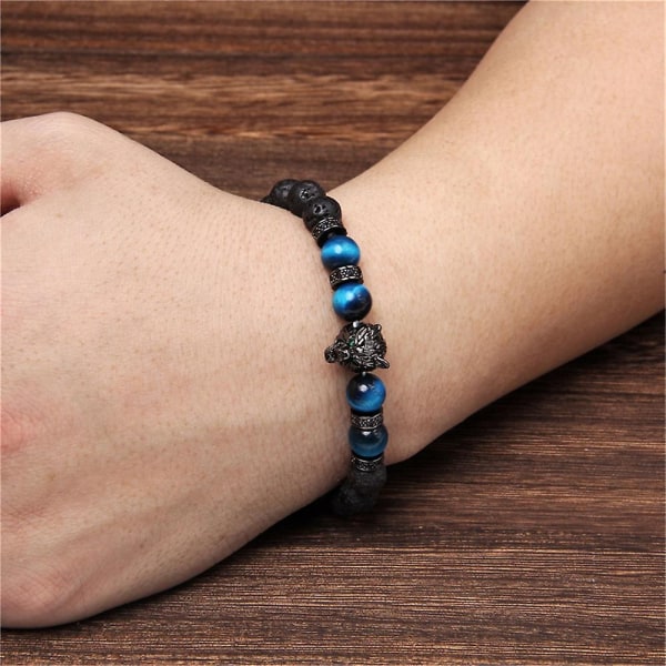 Menn Perler Armbånd Black Wolf Head Energy Retro Armbånd Smykker Gave - Perfet