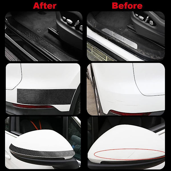 5d Carbon Fiber Tape, Anti-crash Car Protection Wrap, Dørboard Anti-stepping Vandtæt bilmærkat -- Perfet 4roll