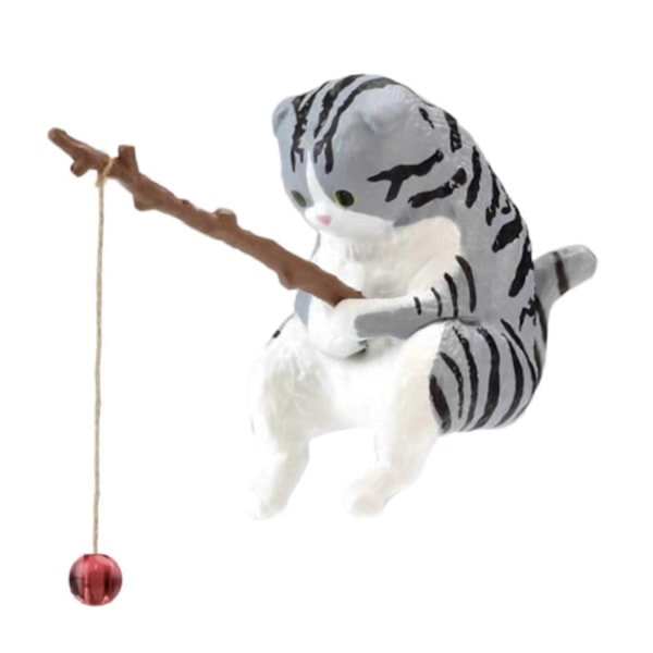 Fiskende Kat Ornamenter Akvarium Dekoration Akvarium Landskabspleje Tegneserie Kat Statue Mini Resin Figur Hjem Dekorationer-Perfet cat