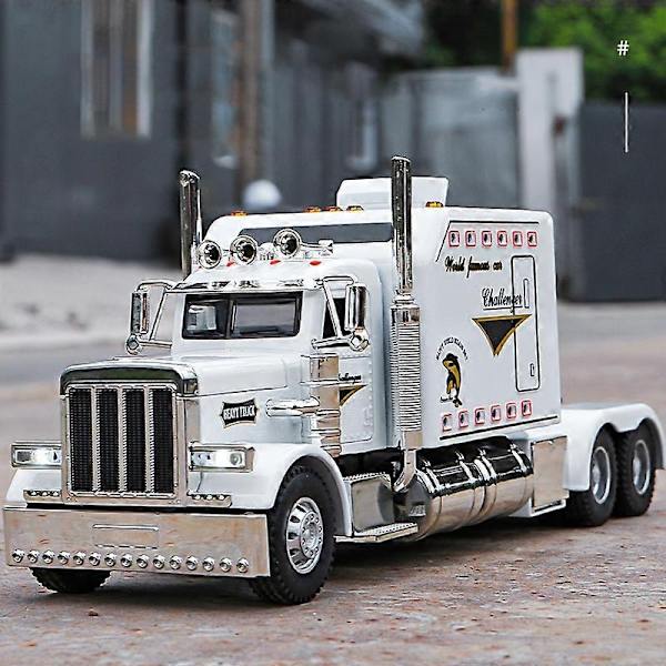 1:24 Peterbilt 389 Traktor Lastbil Legering Modellbil Leksak Diecasts Metall Gjutning Ljud och Ljus Bil Leksaker för Barn Fordon-Perfekt Black