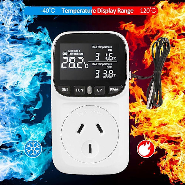 Digital Temperaturregulator Termostat Timer med Sensor 240V 10A 2400W-Perfet AU plug