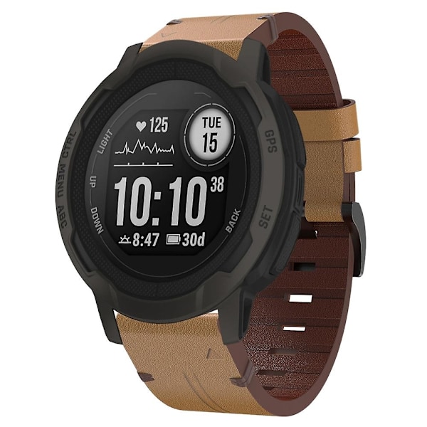 Læder Urrem til Garmin Instinct 2 til Garmin Instinct 2-Perfet Light Brown