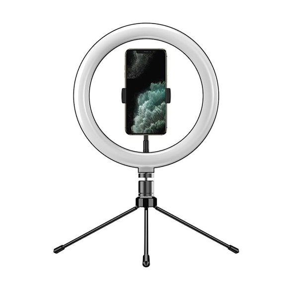 TikTok LED Selfie Lampe 26 cm med Stand - - Perfet Black Svart