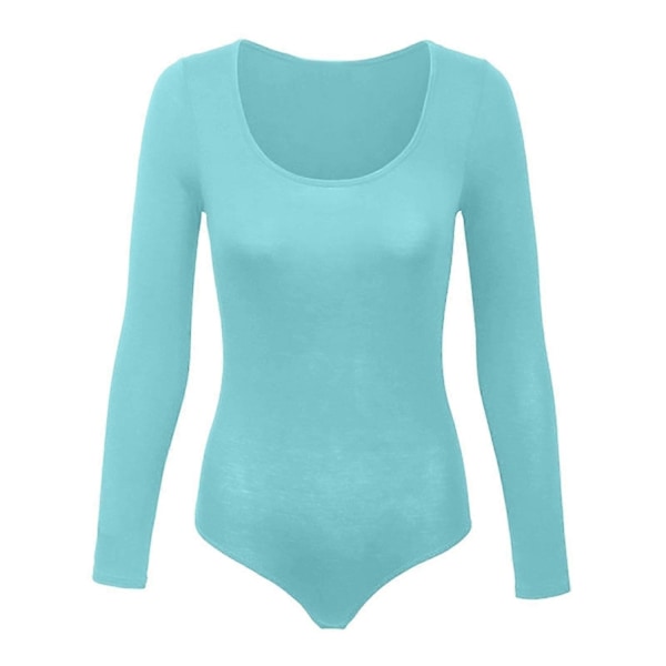 Langarmet body med rund hals, dobbelt foret for myk komfort, basic topp - perfekt Sky blue M