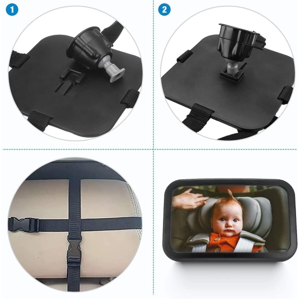 Baby Car Mirror, Baby Car Mirror Med Heilwiy Justerbare Elastiske stropper, Car Mirror Have - Perfet