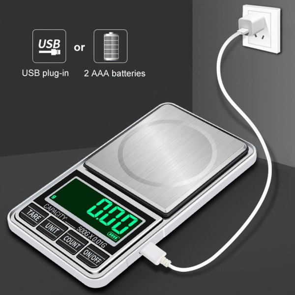 Pocket scale Deluxe 500g/0,01g + USB -kabel - Perfet