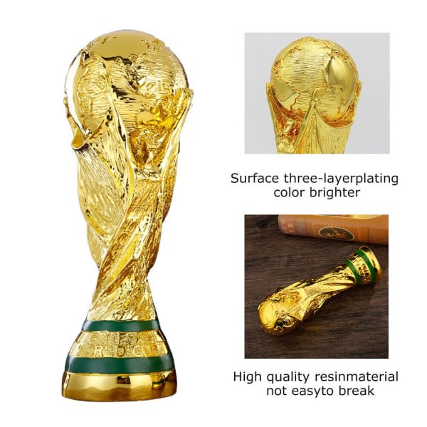 Stor fotball-VM Fotball Qatar 2022 Gold Trophy Sports Replica 27cm 27cm- Perfet