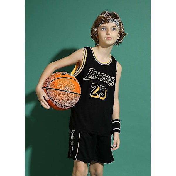 Lakers #23 Lebron James Jersey No.23 set lapsille / Black XL (150-155cm)