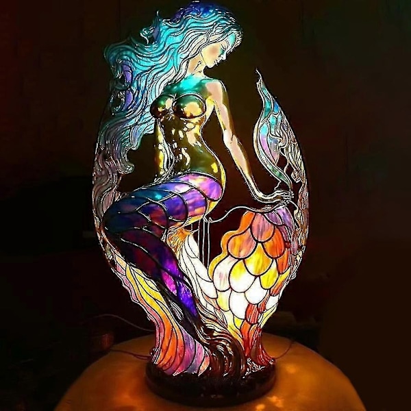 Dyrebordslampe Farget Glass Nattlampe Retro Skrivebordslamper Julegave - Perfekt merpeople