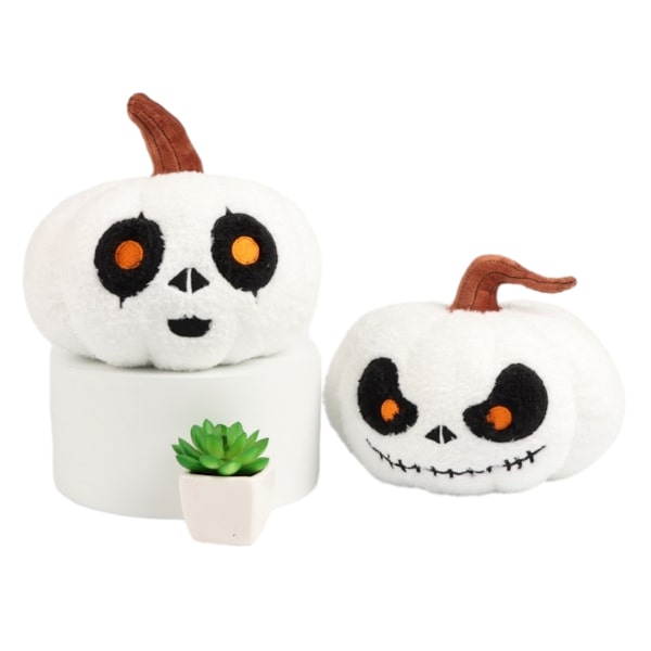 Halloween gresskarputer, hvit teddyfleece 3D gresskarformet pynteputepynt - Perfekt style 1