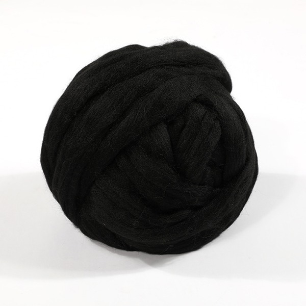 Bulky Wool Garn Chunky Arm Stickning Supermjuk jätteboll Rovin - Perfet Black