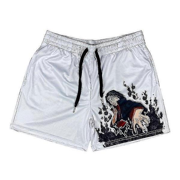 Japanilainen Anime Shortsit Baki Haman Painettu Miesten Katukahvit Shortsit Rento Löysä Miesten Elastinen Vyötärö Mustat Shortsit - Perfet white3 4XL