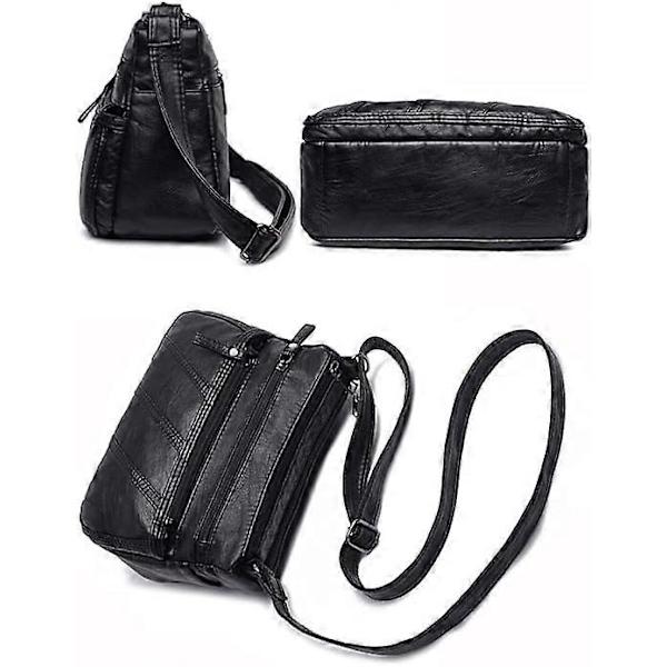 Mjuka och smidiga handväskor, axelväskor, crossbody-väskor och budväskor i PU-läder för kvinnor Black T2
