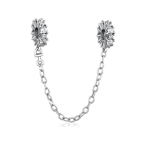 Armbånd 925 Sterling Silver Clear Sparkle Safety Chain Charm Armbånd DIY-smykker Kvinner |Charms - Perfet