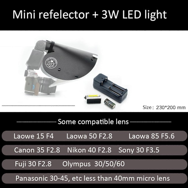 Makro Diffuser Reflektor Mjukt Ljusskydd Kompatibelt med Canon 100 Sony 90 Nikon 105 Objektiv NYTT-Perfekt Mini Reflector Set