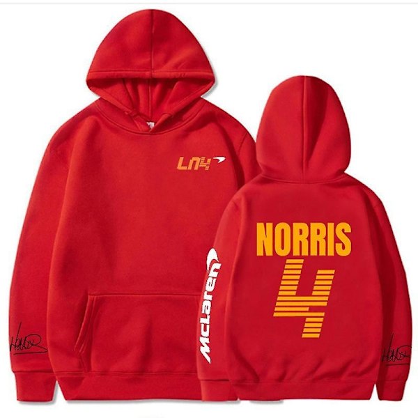 Mclaren F1 Hoodie Lando Norris 4 Bokstäver Tryck Herr och Dam Tröja Höst/vinter Casual Mode Street Stor Hoodie-Perfet Red L