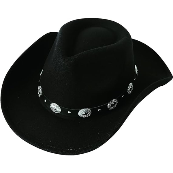 Kvinder Mænd Filt Bred Skygge Western Cowboy Hatte Bæltespænde Panama H- Perfet