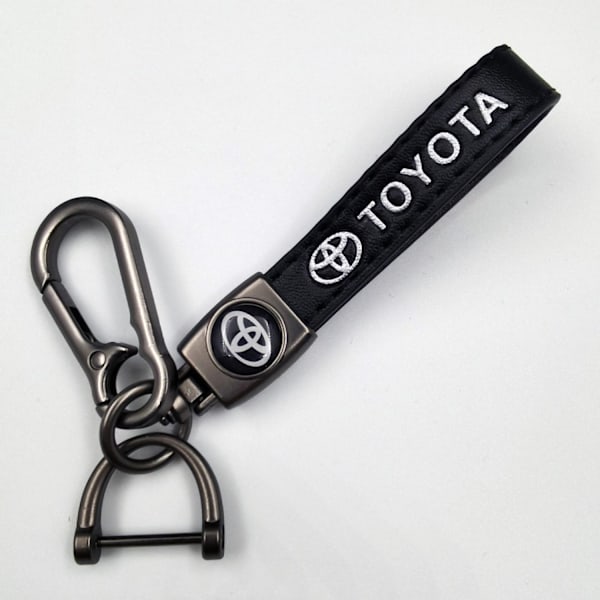 Læder Nøglering til Bil | Metal Finish | Robust Nøglering | Nøglering og Krogbeslag - Perfekt Silver Hardware Toyota
