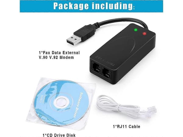 USB 56K Röst Fax Data Extern V.90 V.92 Modem med Dubbla Portar, Kompatibel med Windows 98SE/2000/ME/XP/Vista/Win 7/Win 8/Win 10 Support-Perfet