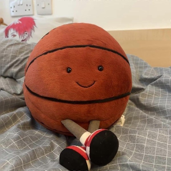 25 cm Söt Basketboll Plyschleksak Mjuk Gosedjur Docka Leende Sport Basketboll Plyschkudde för Barn Present Heminredning-Perfekt