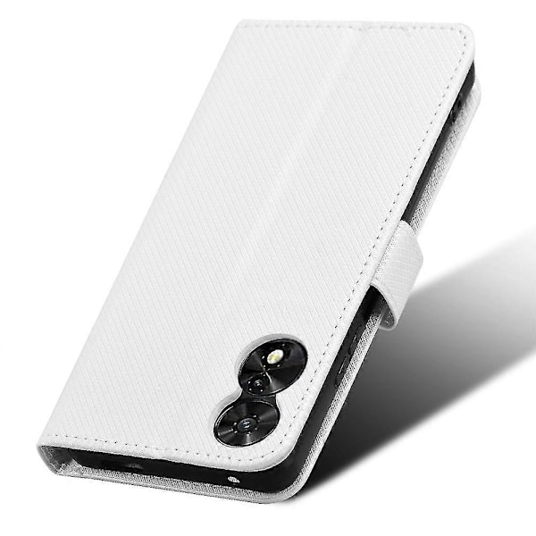 Kompatibel med TCL 505 T509K T5094 Fodral Diamanttextur PU Läder Kortplatser Ställ Telefonskal - Perfekt White