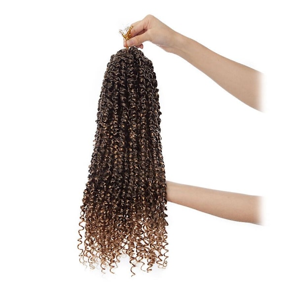 Passion Twist Hår Vannbølge Syntetisk Heklet Flette Hårextension for Kvinner-Perfet blackbrown&vividauburn 24inch