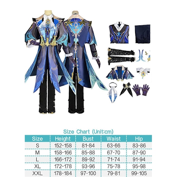 Genshin Impact Cos Neuvillette Cosplay Kostym Outfits Fantasy Full Sets Halloween Karneval Dräkt Tillbehör för Män Rollspel-Perfekt L