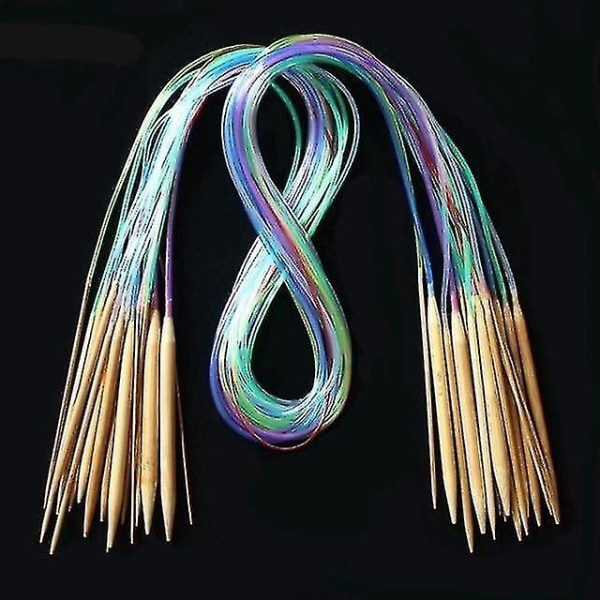Flerfarvede rørformede strikkepinde - Bamboo Circular Crochet Set - Perfet 120CM