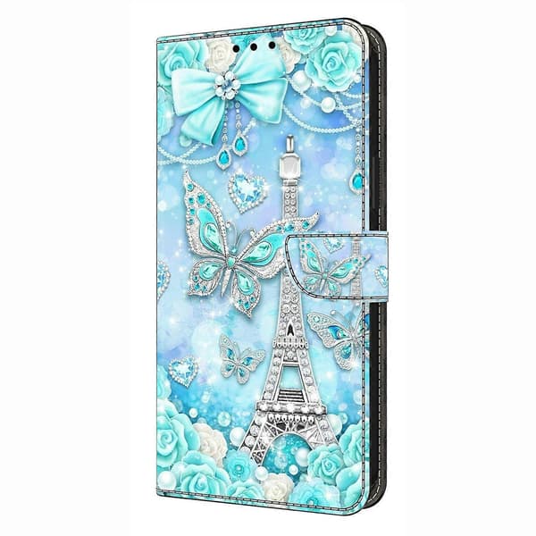 för Samsung Galaxy S24 FE Plånboksfodral Mönstertryck Ställ Läder Flip Telefonfodral - Perfekt Butterfly Cobalt Tower