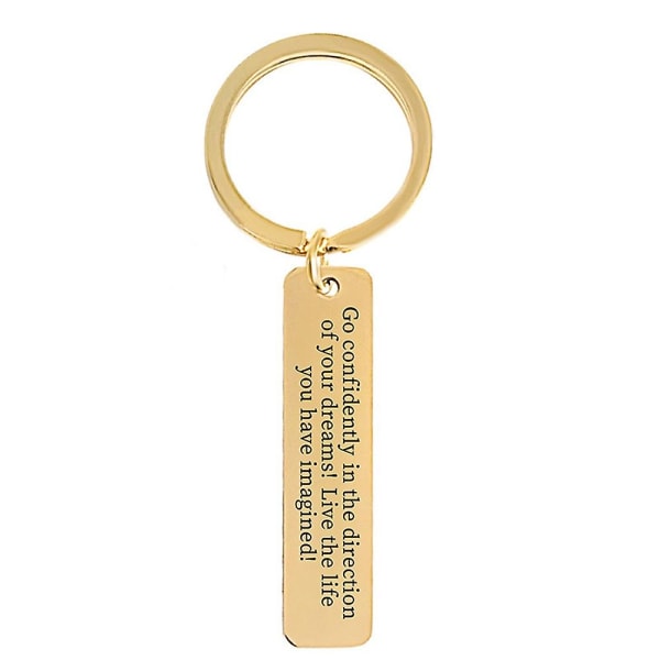 Gradsklasse Gavebrev Nøkkelring Anheng i rustfritt stål 50*12mm - Perfet Gold F00031