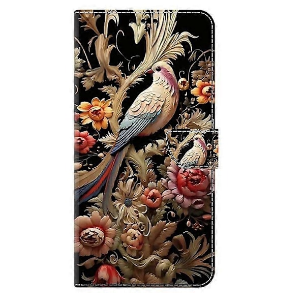 Telefoncover til Samsung Galaxy S25, PU Læder Wallet Telefoncover med Stand-Perfet Vintage Flower and Bird